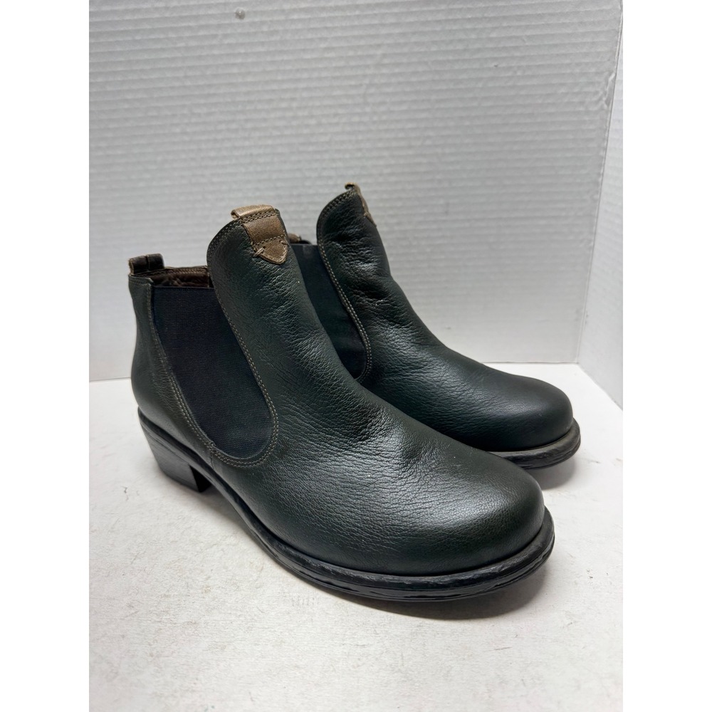 Think! Deni Forest Green Leather Chelsea Ankle Boots 40.5 9.5 87184-61